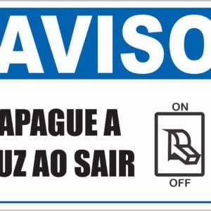 Placa de Sinalização Apague a Luz Ao Sair
