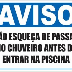 Placa de Sinalização Chuveiro Antes de Entrar na Piscina