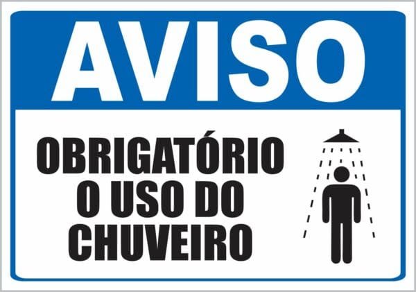Placa de Sinalização Chuveiro Obrigatório