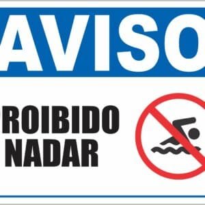 Placa de Sinalização Proibido Nadar