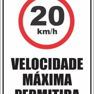 Placa de Sinalização Velocidade Máxima 20 Km/h